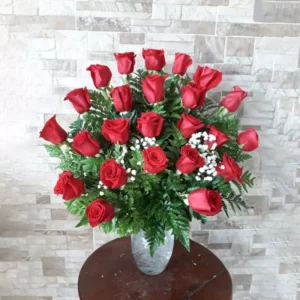 24 Rosas Rojas Vidrio