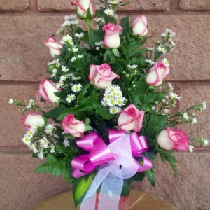 Rosas rosadas vidrio