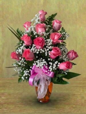 Rosas rosadas vidrio