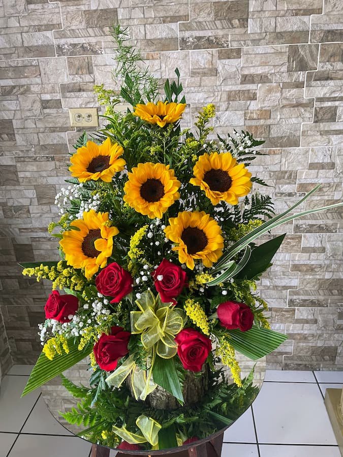 roses and sunflowers
