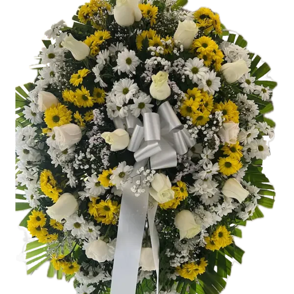 Corona fúnebre de flores para difunto, entrega en Managua